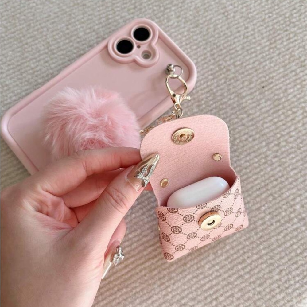 IPHONE 16- Pink Phone Case with Pom Pom and Mini Bag Charm- NWT - Picture 2 of 3